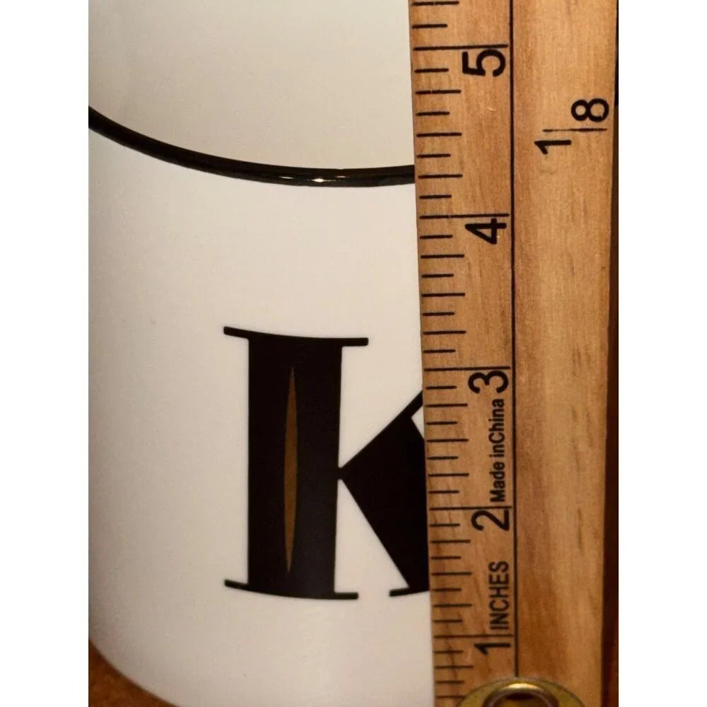 White Ceramic Monogram "K" Mug By Threshold  Dishwasher & Microwave Safe  Stonew - Picture 4 of 5